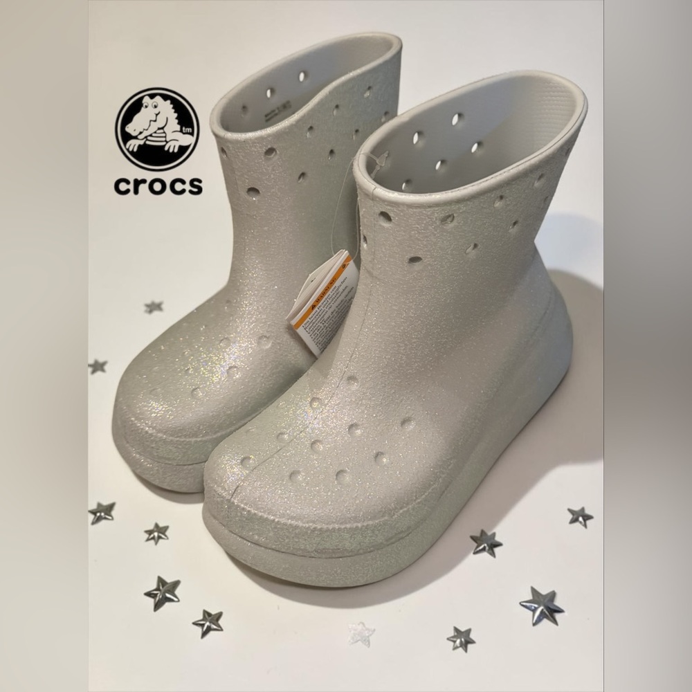 CROCS Crush
Glitter Waterproof
Platform Boot Atmosphere 5(Men) 7(Women) NWT!
